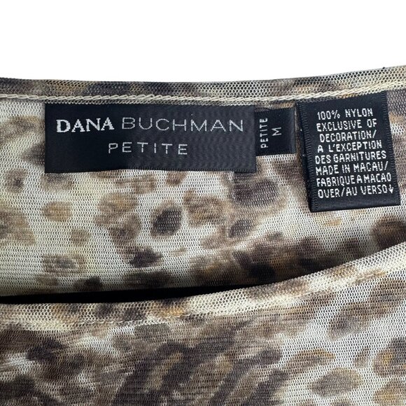 VTG Dana Buchman Brown Leopard Print Top W/ Sequin Butterfly Embellishments Sz S - Picture 3 of 11